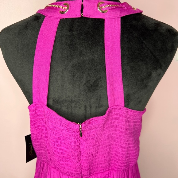 Thalia Sodi Maxi Dress Fuchsia chain detail - Picture 9 of 12